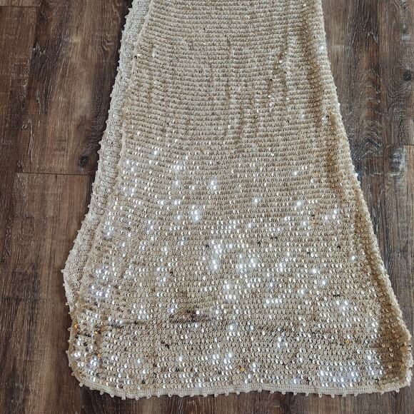 Retrofete Marie Crochet Maxi Dress in Gold Cream Size M/L NWT Sleeveless - Picture 10 of 13